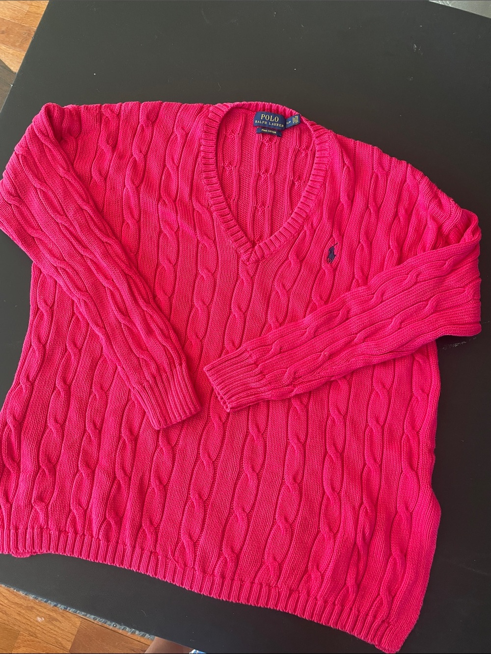 Polo by Ralph Lauren Men's Cable V-Neck Sweater - Hot Pink